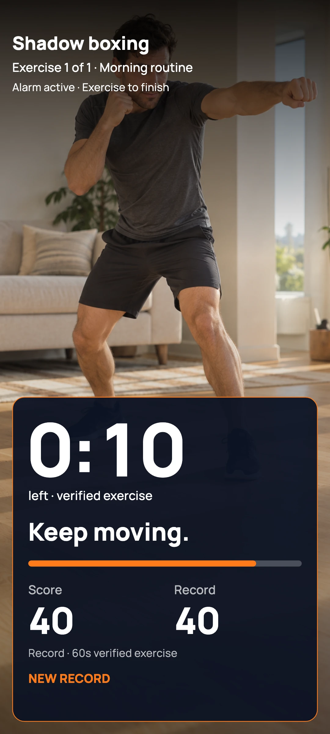 Shadow boxing in the active alarm screen, with a new record of 40.